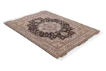 Hand-knotted Tabriz Heris rug in black and ivory with rose and pastel details, fine wool and silk accents, 3 sqm Parsa Rugs.
