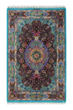 Qom silkauthentic Persian carpet with floral medallion, hand-knotted, 80 Raj, signed by Eshaghi sold by Parsa Rugs