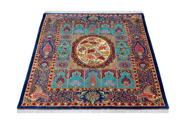 Hand-knotted Qom carpet in 100% silk, 80 Raj, 1.50 sqm – luxury Persian rug by Parsa Rugs
