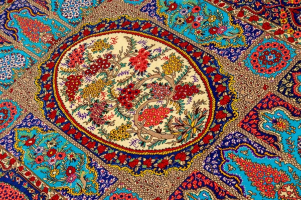 Hand-knotted Qom carpet in 100% silk, 80 Raj, 1.50 sqm – luxury Persian rug by Parsa Rugs