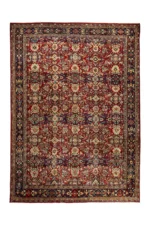 Antique Persian Meshkabad carpet 120 years old – hand-knotted wool on cotton, 4×3m in red floral design, rare collectible from