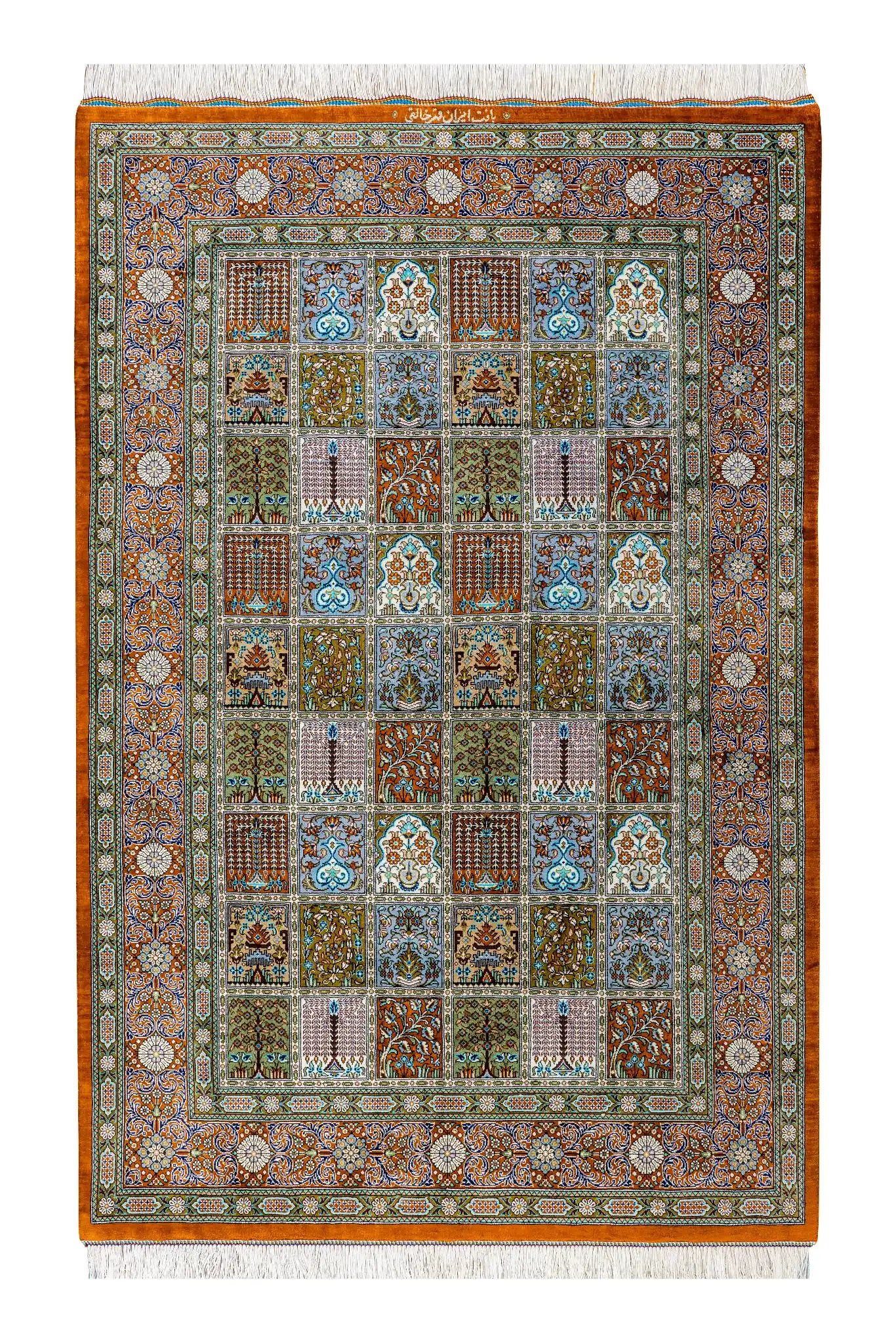 persian-carpet-rug-full-silk-luxury-gift-hand-knotted-qom-52-1051-0 Handmade Persian silk rug Imperial Mosaic, Qom origin, fine knotted carpet