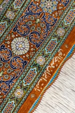 Handmade Persian silk rug Imperial Mosaic, Qom origin, fine knotted carpet