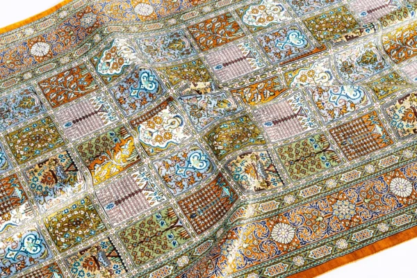 Handmade Persian silk rug Imperial Mosaic, Qom origin, fine knotted carpet