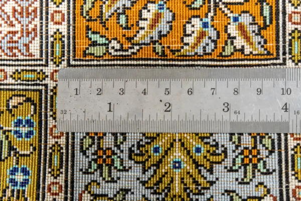 Handmade Persian silk rug Imperial Mosaic, Qom origin, fine knotted carpet