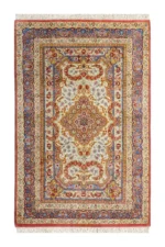 Luxury Persian rug Golden Ember, pure silk, collectible signed piece