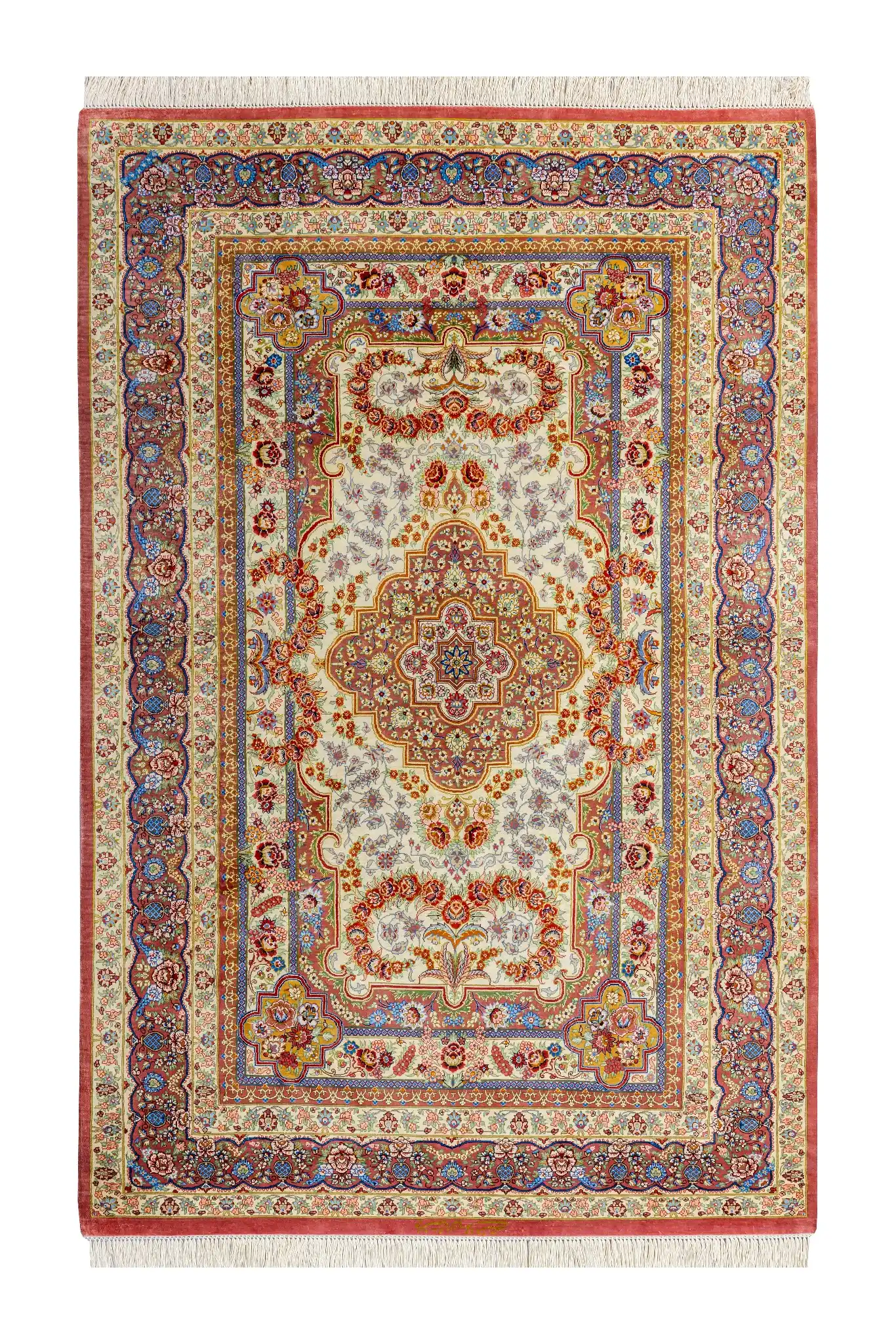 persian-carpet-rug-full-silk-luxury-gift-hand-knotted-qom-53-777-0 Luxury Persian rug Golden Ember, pure silk, collectible signed piece