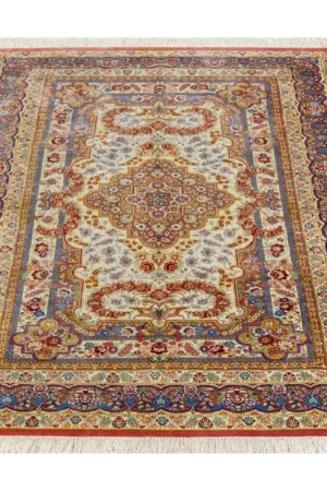 Luxury Persian rug Golden Ember, pure silk, collectible signed piece
