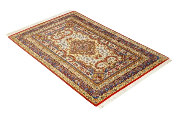 Luxury Persian rug Golden Ember, pure silk, collectible signed piece