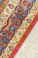 Luxury Persian rug Golden Ember, pure silk, collectible signed piece