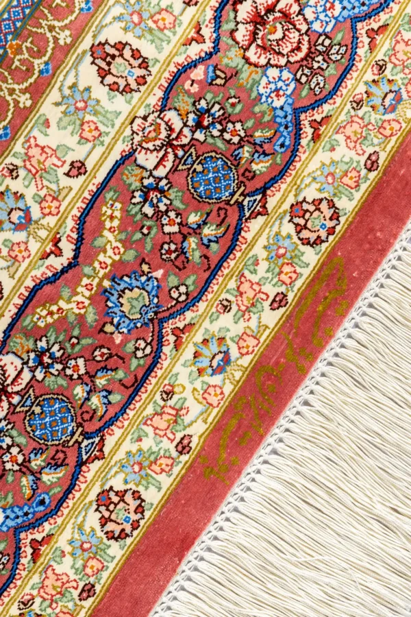 Luxury Persian rug Golden Ember, pure silk, collectible signed piece