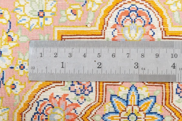 Luxury Persian rug Golden Ember, pure silk, collectible signed piece