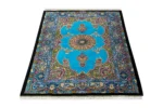 Sky Jewel Persian silk rug, Qom weaving, 80 Raj, signed Mirmehdi