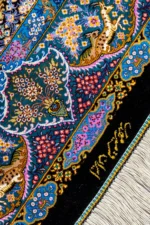 Sky Jewel Persian silk rug, Qom weaving, 80 Raj, signed Mirmehdi