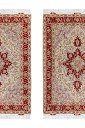 Royal Reflection – A Tabriz Twin Set, pair of Persian hand-knotted Heris carpets in fine wool and silk with high-grade cotton warp, 50 Raj density, each approx. 3 sqm.