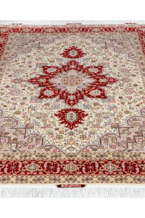 Royal Reflection – A Tabriz Twin Set, pair of Persian hand-knotted Heris carpets in fine wool and silk with high-grade cotton warp, 50 Raj density, each approx. 3 sqm.