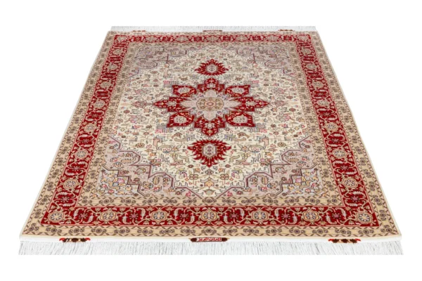 Royal Reflection – A Tabriz Twin Set, pair of Persian hand-knotted Heris carpets in fine wool and silk with high-grade cotton warp, 50 Raj density, each approx. 3 sqm.