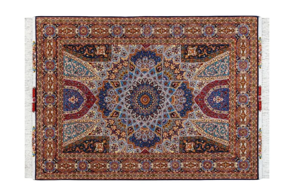 Golden Minaret Persian Tabriz dome design rug – hand-knotted 50 Raj in fine wool and natural silk, 2.02 x 1.50 m (3 sqm) luxury collectible carpet by Parsa Rugs