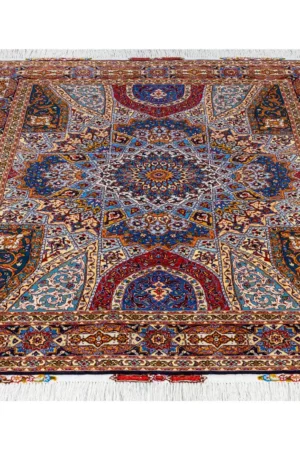 Golden Minaret Persian Tabriz dome design rug – hand-knotted 50 Raj in fine wool and natural silk, 2.02 x 1.50 m (3 sqm) luxury collectible carpet by Parsa Rugs