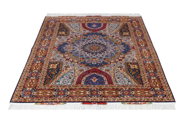 Golden Minaret Persian Tabriz dome design rug – hand-knotted 50 Raj in fine wool and natural silk, 2.02 x 1.50 m (3 sqm) luxury collectible carpet by Parsa Rugs