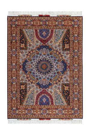 Golden Minaret Persian Tabriz dome design rug – hand-knotted 50 Raj in fine wool and natural silk, 2.02 x 1.50 m (3 sqm) luxury collectible carpet by Parsa Rugs