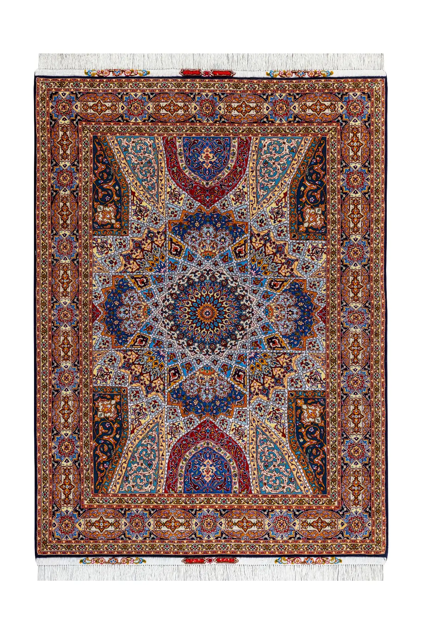 iranian-rug-handmade-dome-luxury-carpet-30-964-8 Golden Minaret Persian Tabriz dome design rug – hand-knotted 50 Raj in fine wool and natural silk, 2.02 x 1.50 m (3 sqm) luxury collectible carpet by Parsa Rugs