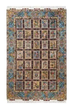Mosaic Tales Tabriz Persian rug – hand-knotted 55 Raj panel design in fine wool and natural silk on silk warp, 3.09 x 2 m (6.18 sqm) luxury collectible by Parsa Rugs