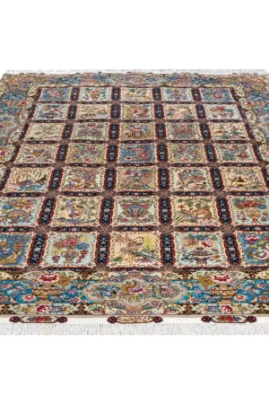 Mosaic Tales Tabriz Persian rug – hand-knotted 55 Raj panel design in fine wool and natural silk on silk warp, 3.09 x 2 m (6.18 sqm) luxury collectible by Parsa Rugs