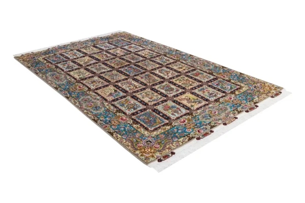 Mosaic Tales Tabriz Persian rug – hand-knotted 55 Raj panel design in fine wool and natural silk on silk warp, 3.09 x 2 m (6.18 sqm) luxury collectible by Parsa Rugs