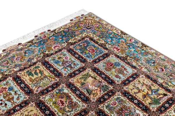 Mosaic Tales Tabriz Persian rug – hand-knotted 55 Raj panel design in fine wool and natural silk on silk warp, 3.09 x 2 m (6.18 sqm) luxury collectible by Parsa Rugs